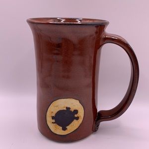 Tall turtle mug. Appears to be handmade, but unsigned. Pretty brown/black glaze